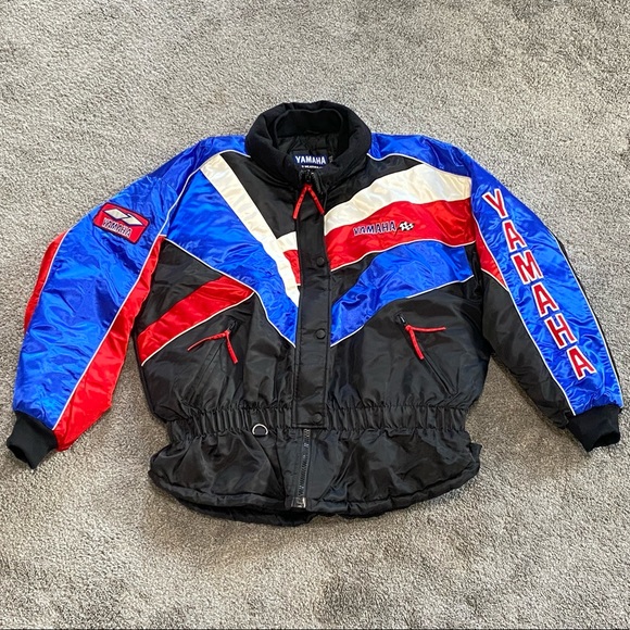Yamaha Jacket Black Red Wht Blue Colorblock Snowmobile Racing Women’s XT VTG Y2K - Picture 1 of 16